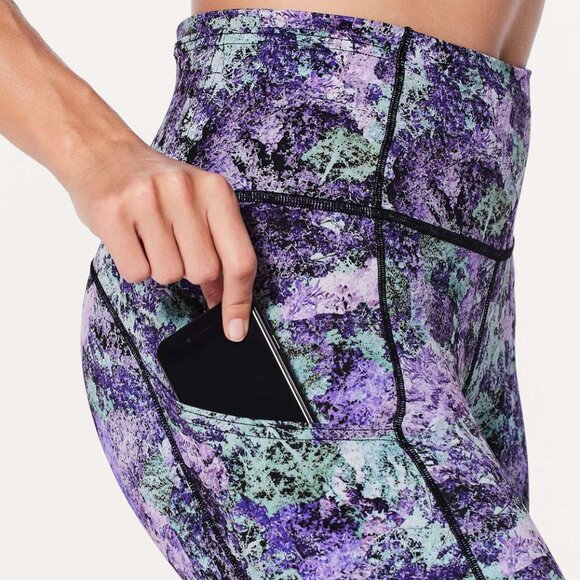 Lululemon Fast & Free Crop II Nulux 19" Vivid Vision Multi Black, size 8 - Picture 2 of 10